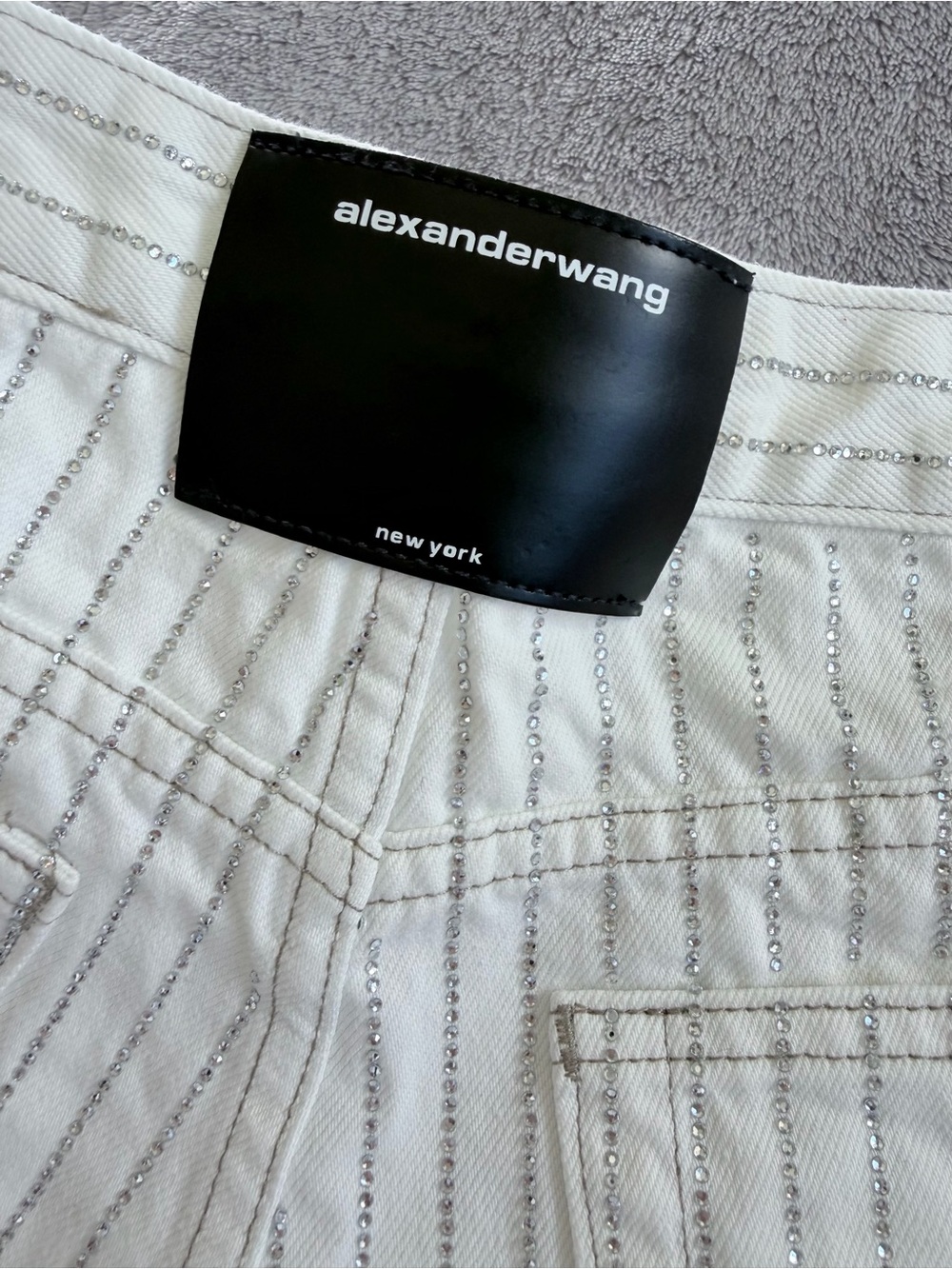 Alexander Wang White Rhinestone High-Waist Women's Shorts Size S New